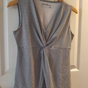 Eddie Bauer Navy and White Sleeveless Top